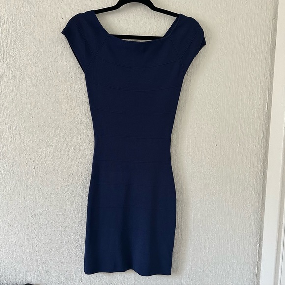 Max Studio Navy blue body con mini dress Size Small - Picture 1 of 7